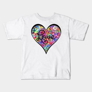 Bright Colorful Floral Flower Love Valentines Heart Kids T-Shirt